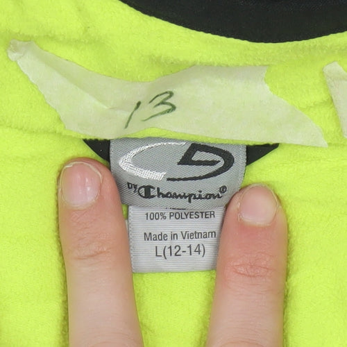 Champion Women's Black Neon Windbreaker Jacket Size 14