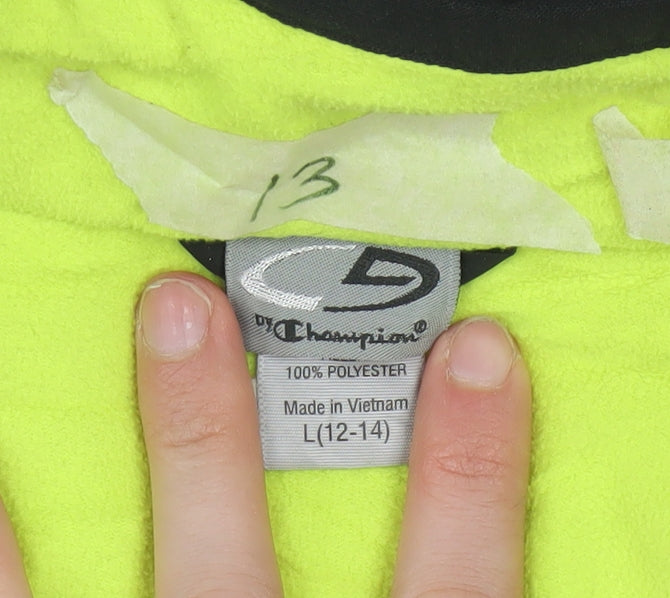 Champion Women's Black Neon Windbreaker Jacket Size 14