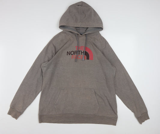 The North Face Womens Brown XL Pullover Hoodie with Logo Print