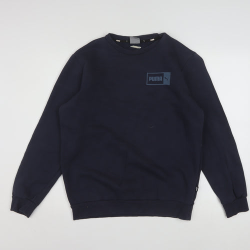 Puma Men's Navy Blue Crew Neck Sweatshirt Size S Classic Logo Pullover