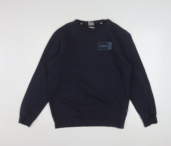 Puma Men's Navy Blue Crew Neck Sweatshirt Size S Classic Logo Pullover