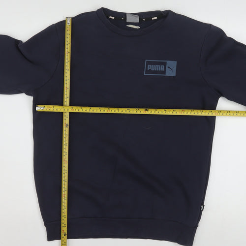 Puma Men's Navy Blue Crew Neck Sweatshirt Size S Classic Logo Pullover