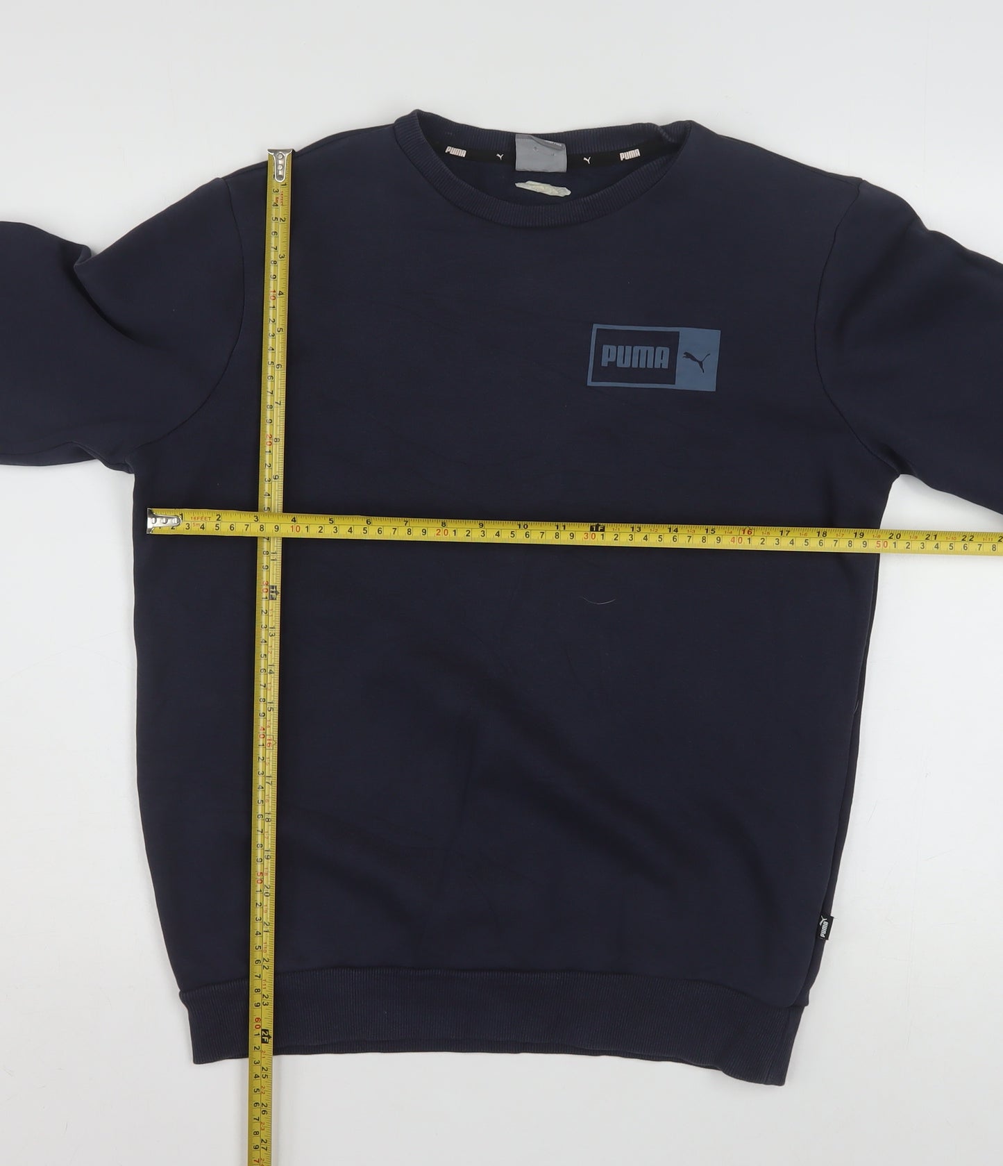 Puma Men's Navy Blue Crew Neck Sweatshirt Size S Classic Logo Pullover