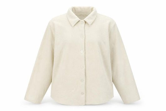Front view of L.L.Bean Women's Ivory Fleece Button Jacket, size XL, Regular