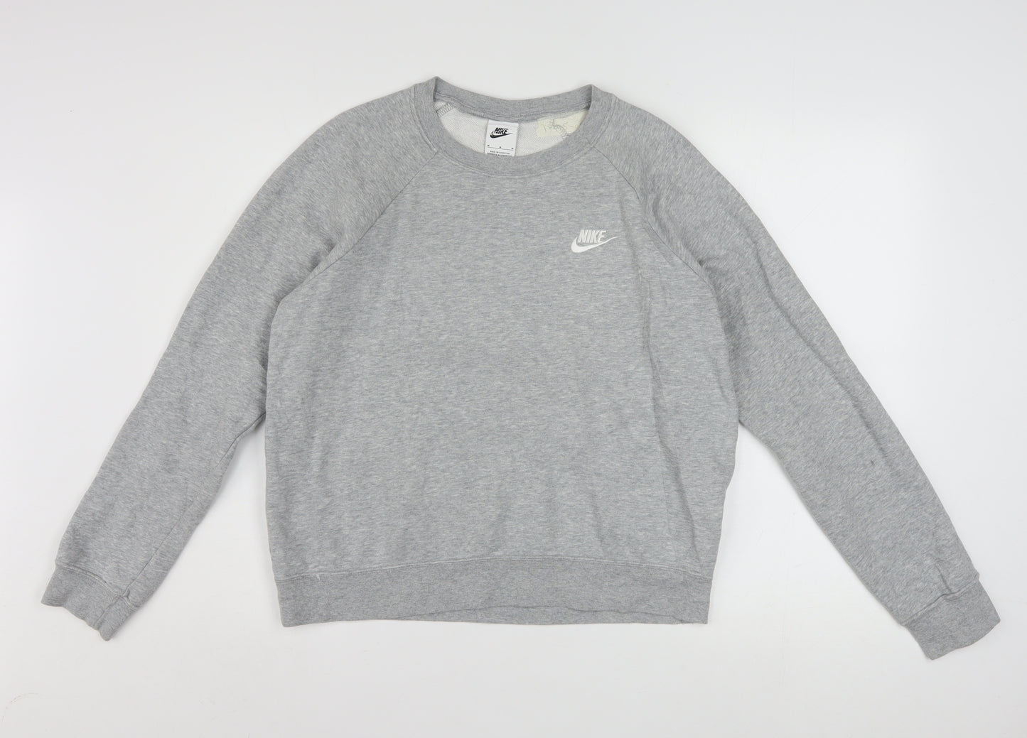 Nike Women Grey Crew Neck Sweatshirt Medium Cotton Blend