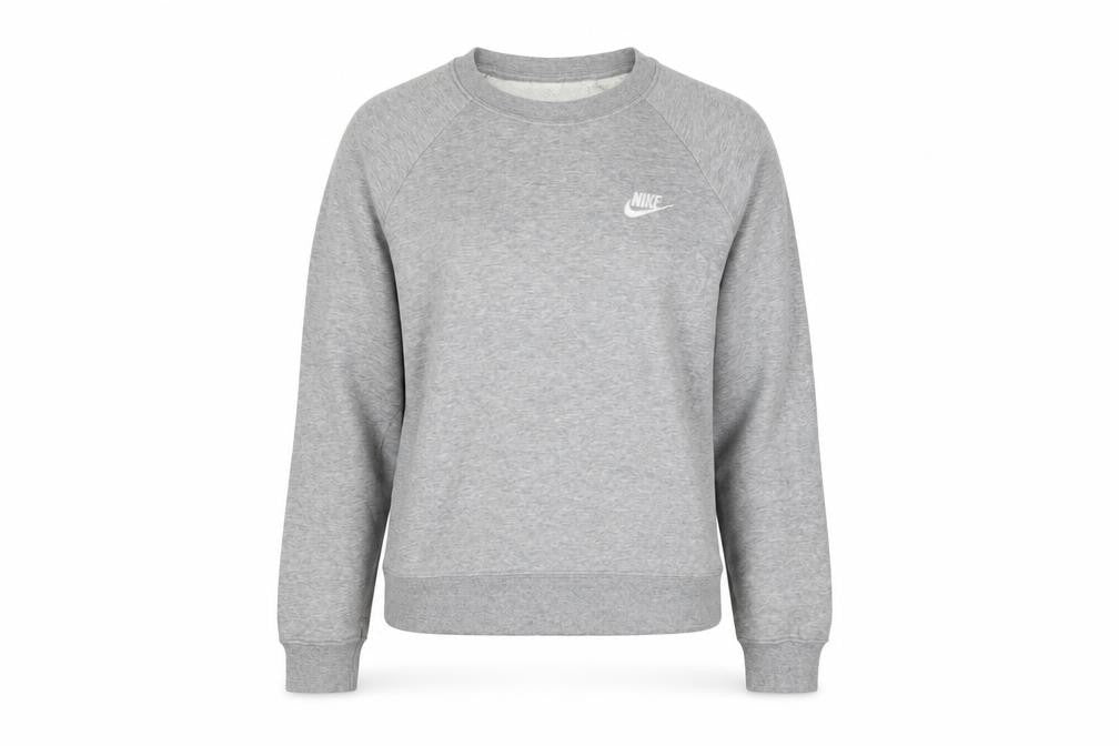 Front view of Nike Women Grey Crew Neck Sweatshirt Medium Cotton Blend