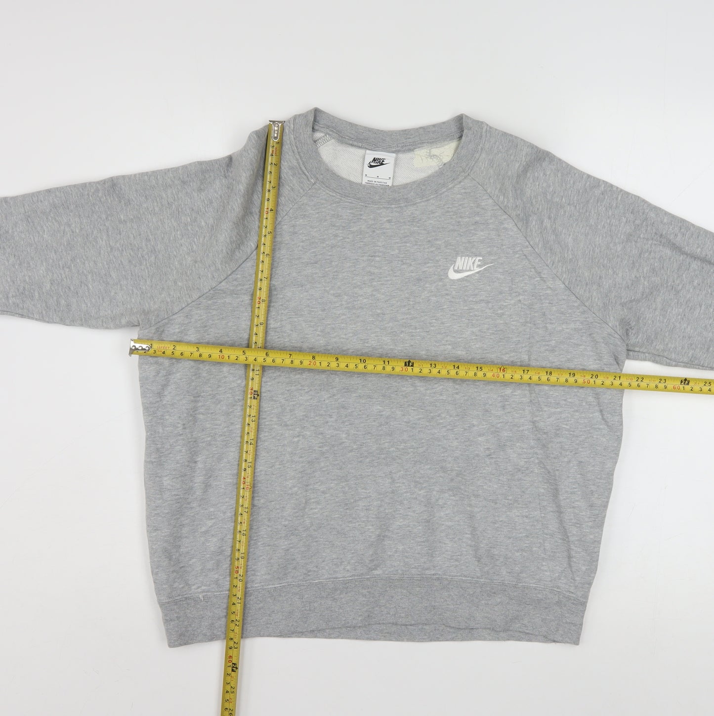 Nike Women Grey Crew Neck Sweatshirt Medium Cotton Blend