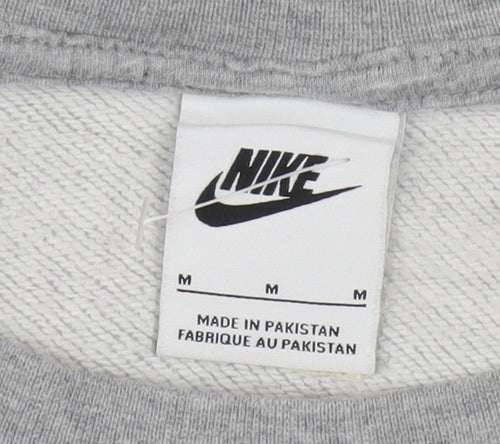 Nike Women Grey Crew Neck Sweatshirt Medium Cotton Blend