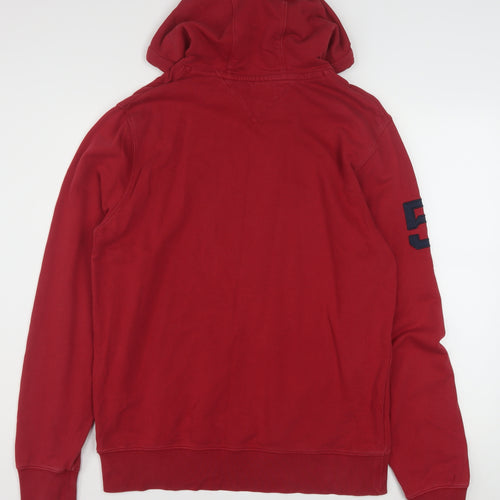 Tommy Hilfiger Men’s Red Pullover Hoodie L Vintage Fit Logo Graphic