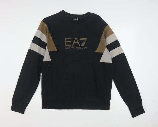 Emporio Armani EA7 Men's Black Logo Pullover Sweatshirt Size L