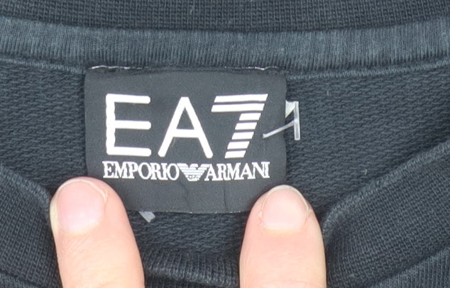 Emporio Armani EA7 Men's Black Logo Pullover Sweatshirt Size L