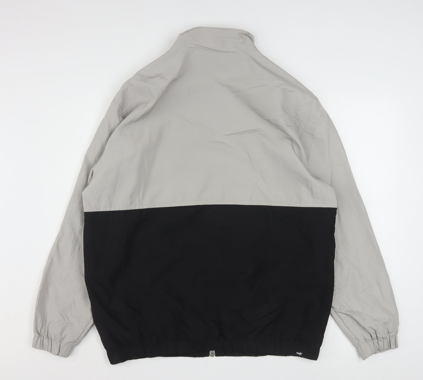 Puma Men's Grey and Black Windbreaker Jacket Size M