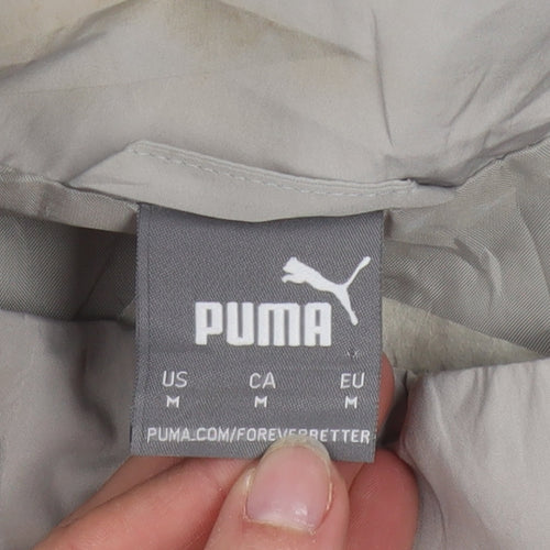 Puma Men's Grey and Black Windbreaker Jacket Size M