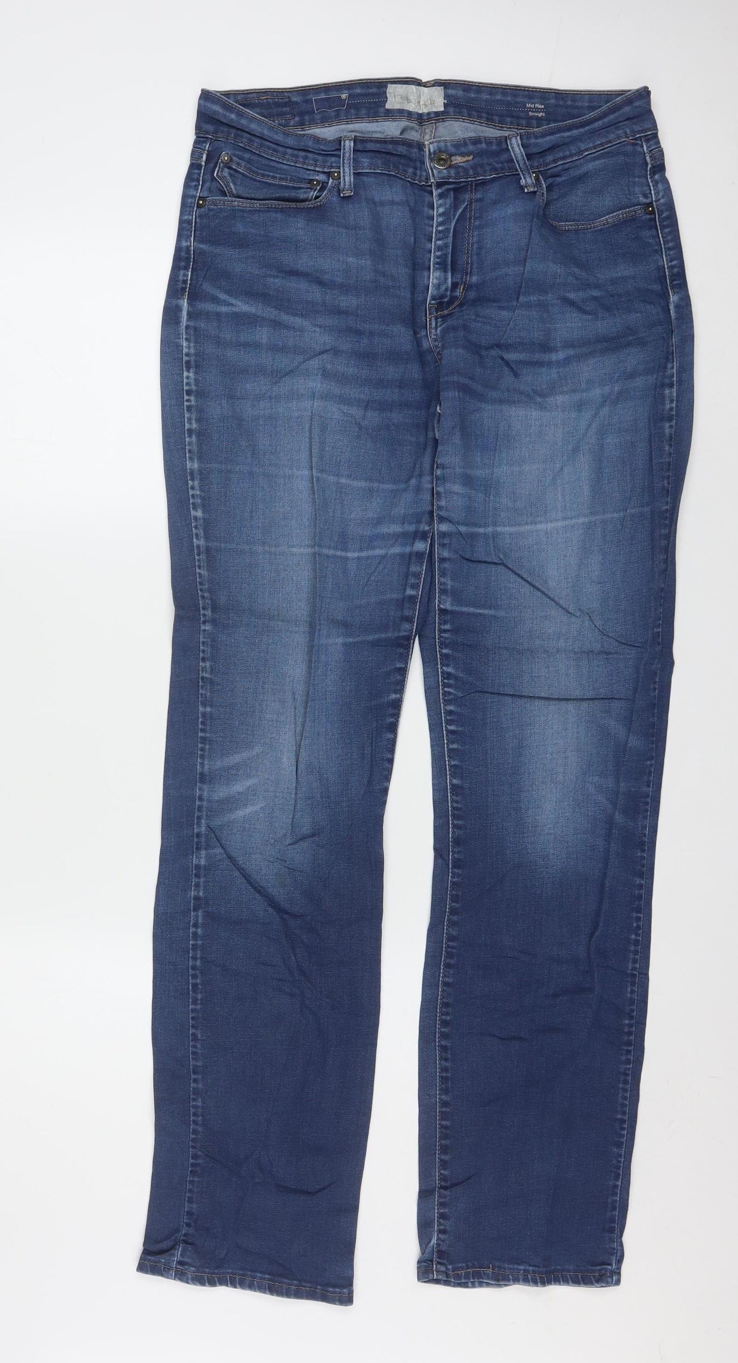 Levi's Women's Blue Straight Leg Stretch Denim Jeans Size 14
