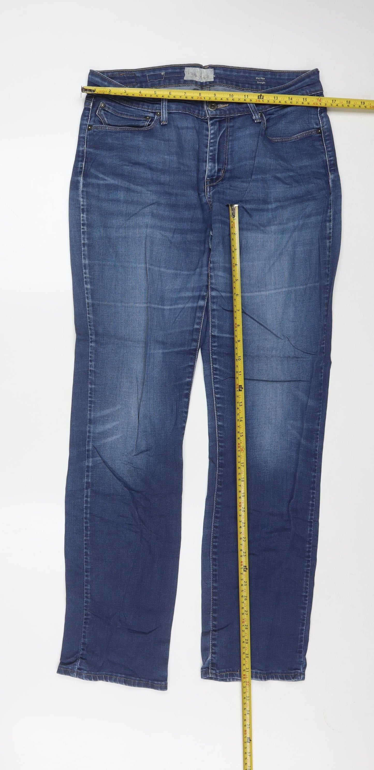 Levi's Women's Blue Straight Leg Stretch Denim Jeans Size 14