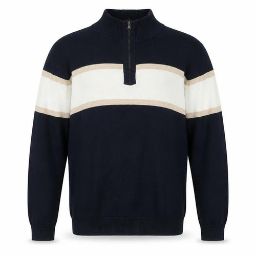 Southbay Men's Blue Striped Cotton 1/2 Zip Jumper Size M