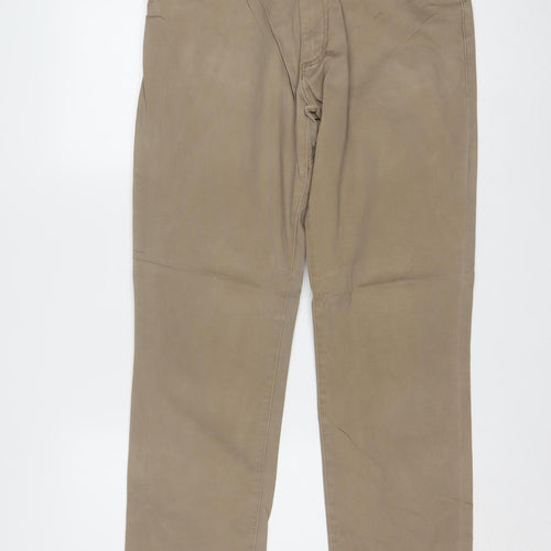 Lee Men's Beige Extreme Motion Straight Fit Trousers W32 L30