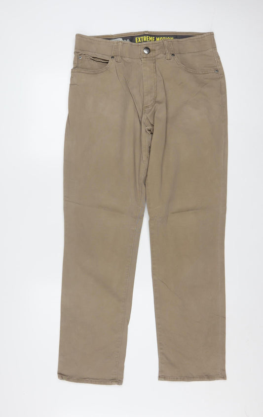 Lee Men's Beige Extreme Motion Straight Fit Trousers W32 L30