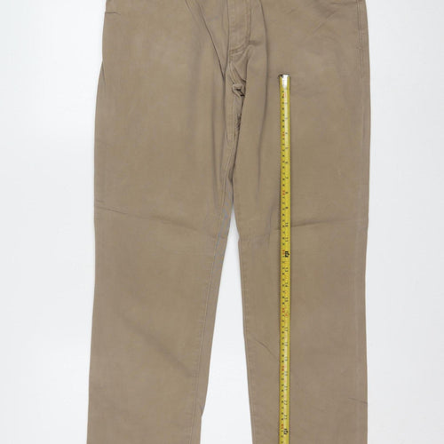 Lee Men's Beige Extreme Motion Straight Fit Trousers W32 L30