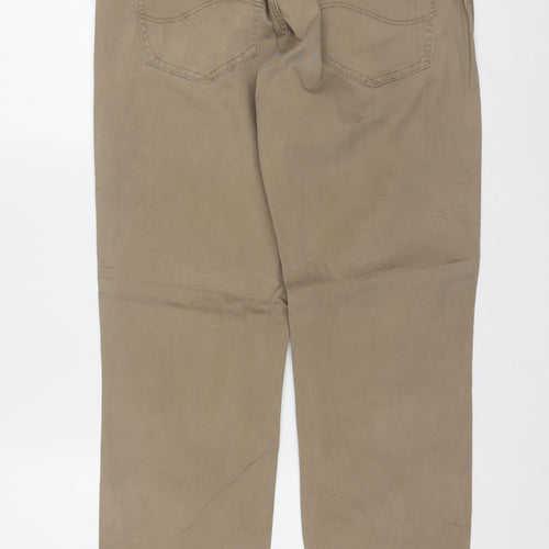 Lee Men's Beige Extreme Motion Straight Fit Trousers W32 L30