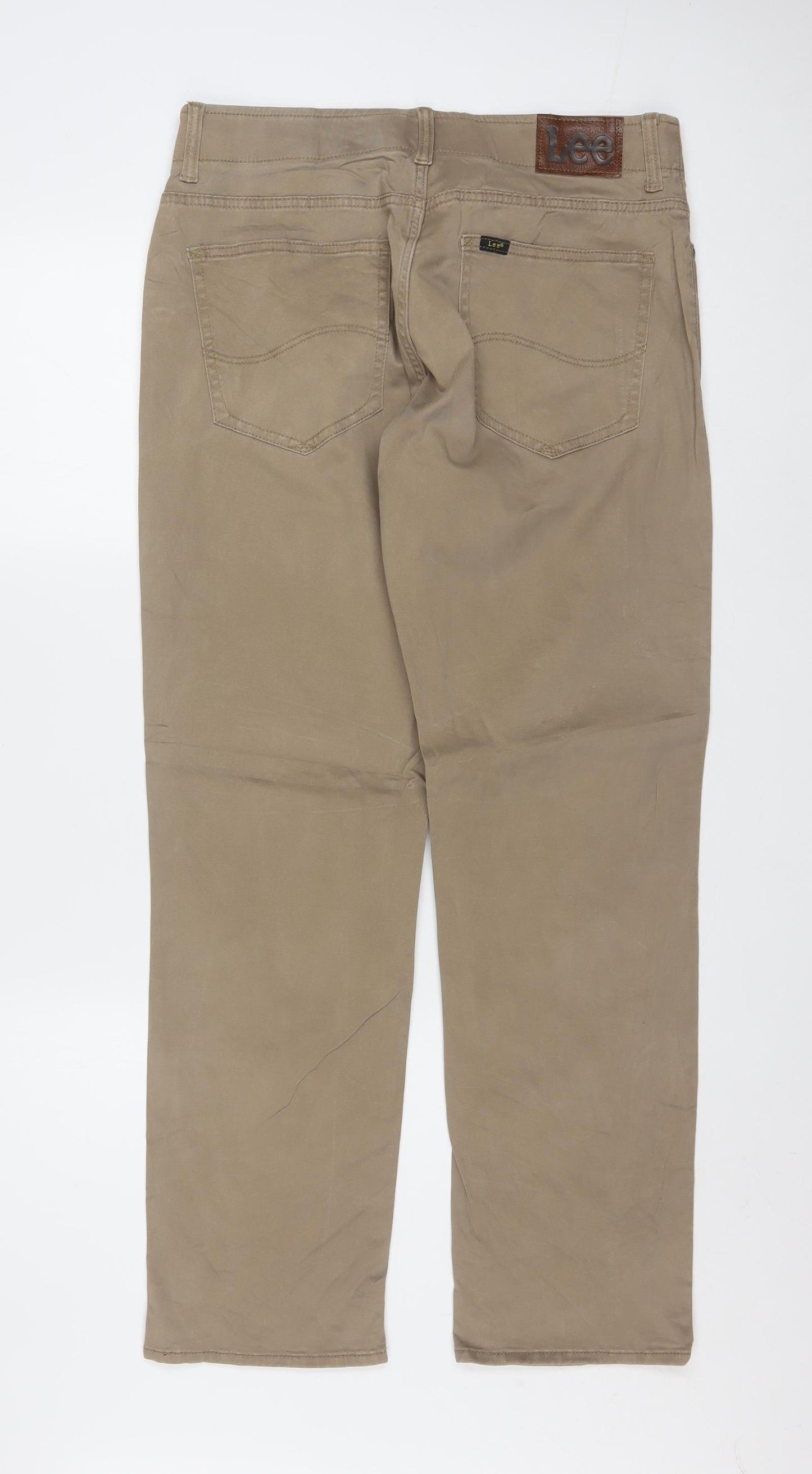 Lee Men's Beige Extreme Motion Straight Fit Trousers W32 L30