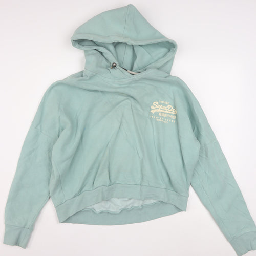 Superdry Women's Mint Green Pullover Hoodie Size 18 Graphic Print