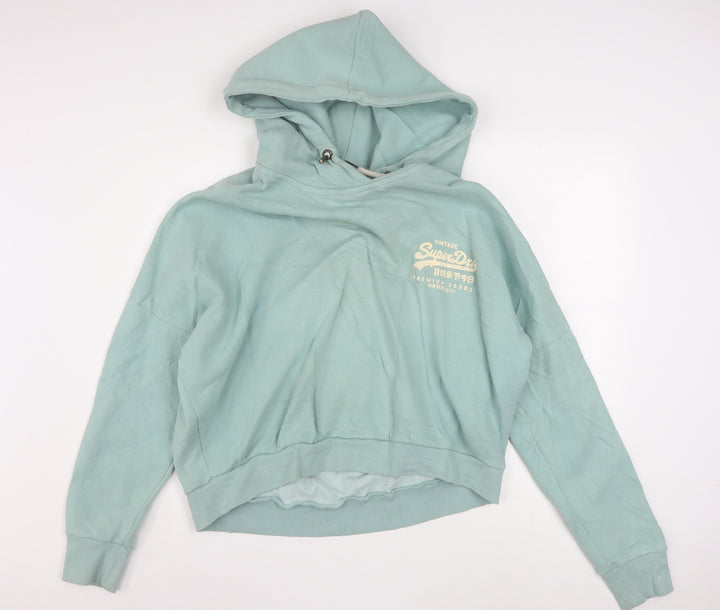 Superdry Women's Mint Green Pullover Hoodie Size 18 Graphic Print