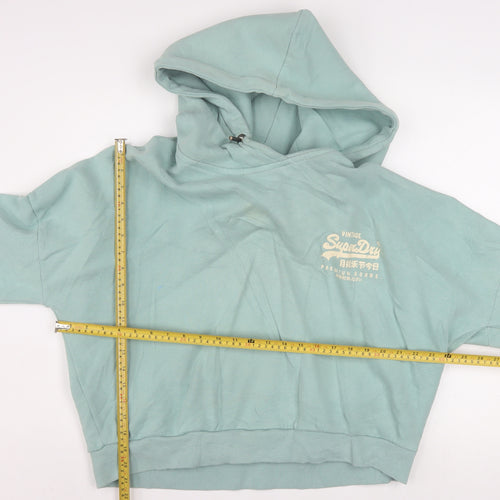 Superdry Women's Mint Green Pullover Hoodie Size 18 Graphic Print