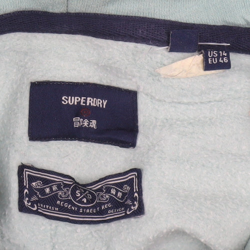 Superdry Women's Mint Green Pullover Hoodie Size 18 Graphic Print