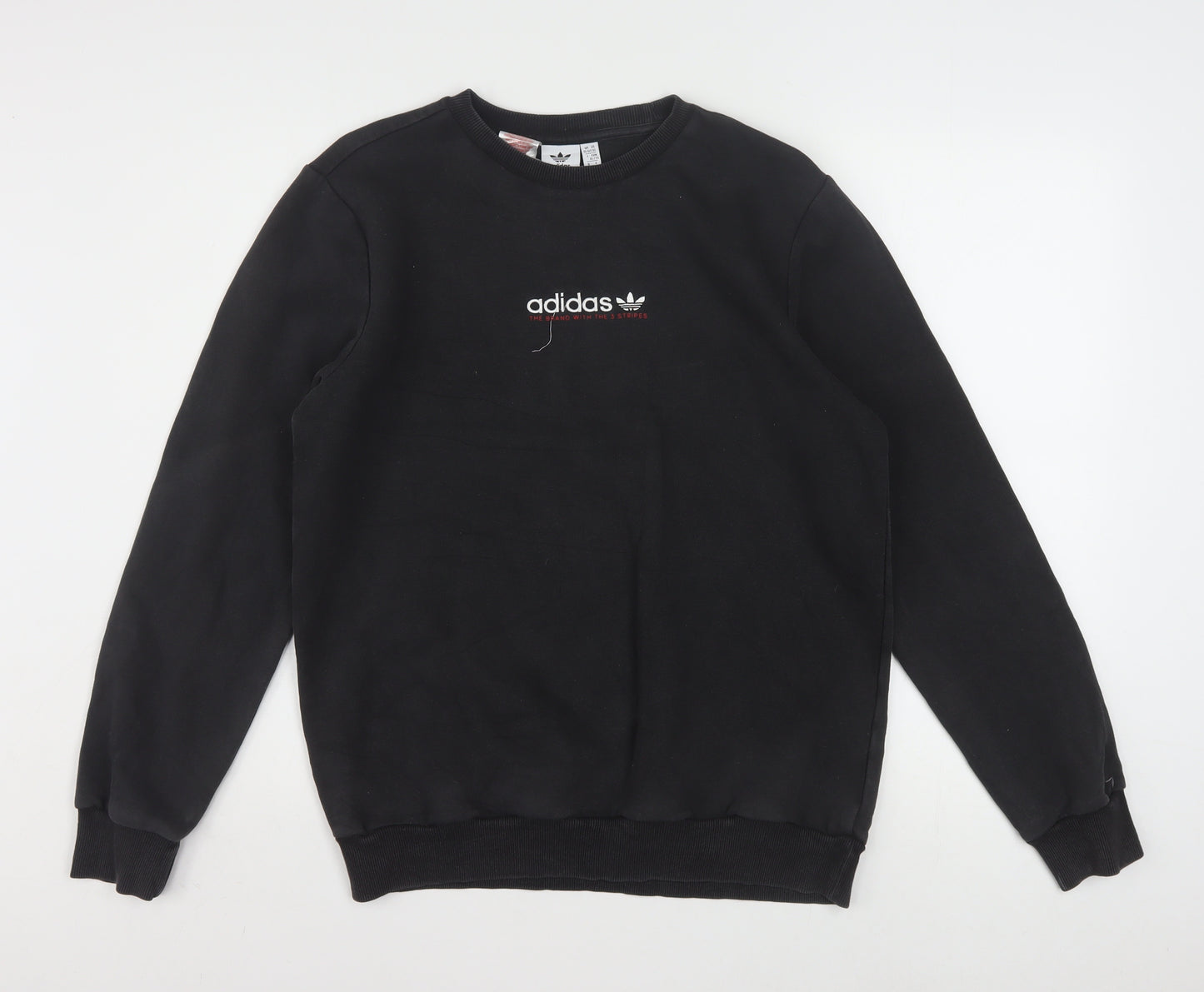 Adidas Boys Black Crew Neck Pullover Sweatshirt 15-16 Years Cotton Blend
