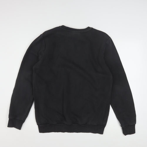 Adidas Boys Black Crew Neck Pullover Sweatshirt 15-16 Years Cotton Blend