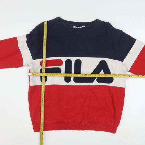 Fila Womens Red Blue Colourblock Crew Neck Sweatshirt Size 10