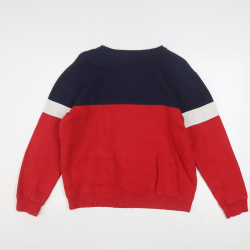 Fila Womens Red Blue Colourblock Crew Neck Sweatshirt Size 10