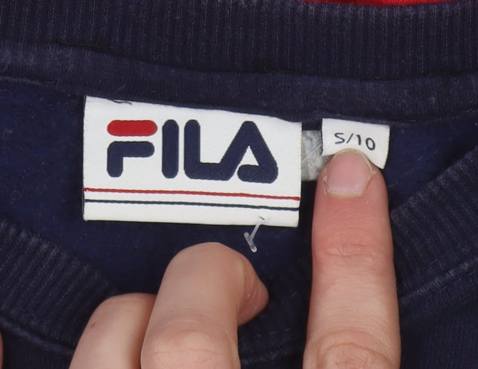 Fila Womens Red Blue Colourblock Crew Neck Sweatshirt Size 10