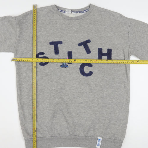 Disney Stitch Grey Women's Sweatshirt Size 12/14 Pullover Embroidered
