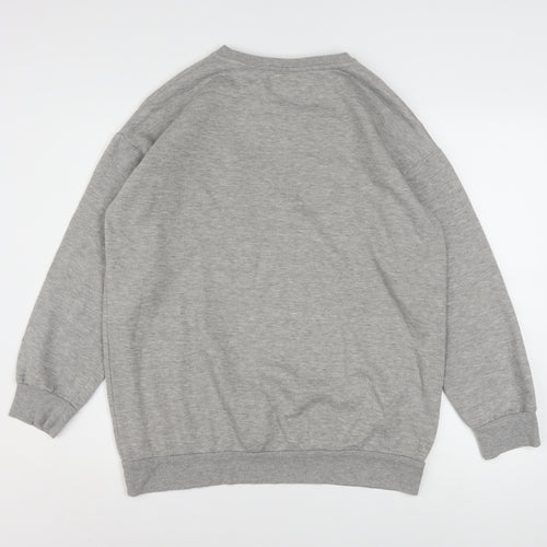 Disney Stitch Grey Women's Sweatshirt Size 12/14 Pullover Embroidered