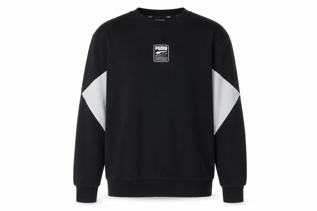 Front view of Puma Men's Black Pullover Sweatshirt Small Crew Neck Sportswear