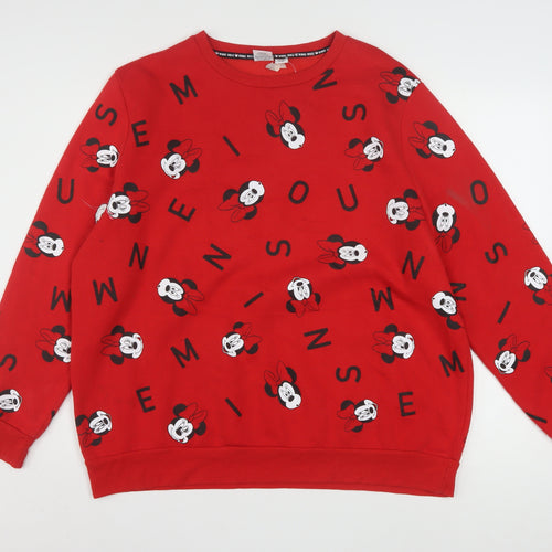 Disney Women Red Minnie Mouse Pullover Sweatshirt XL