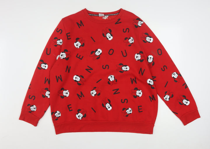 Disney Women Red Minnie Mouse Pullover Sweatshirt XL