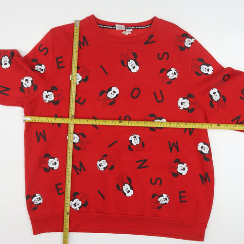 Disney Women Red Minnie Mouse Pullover Sweatshirt XL