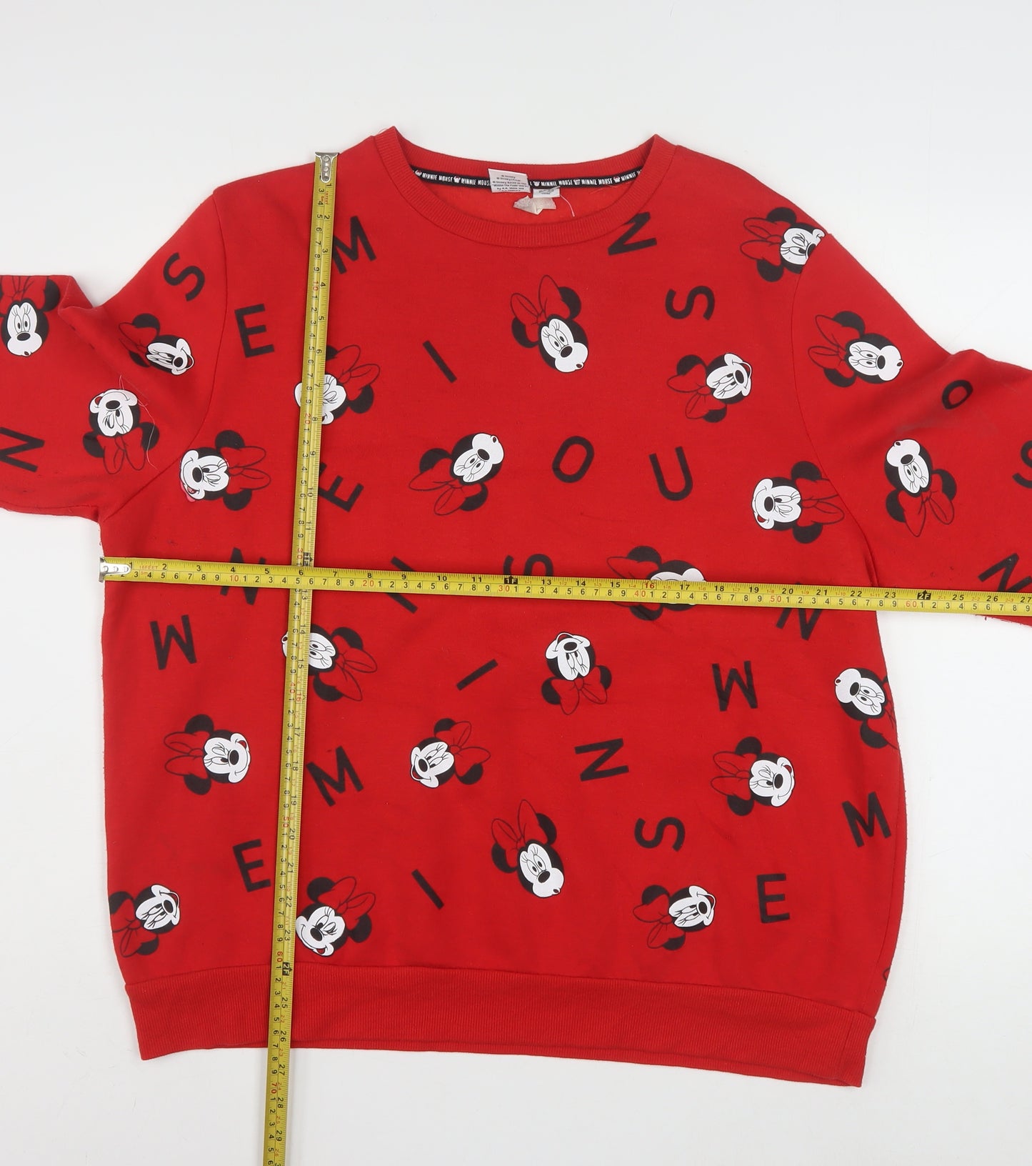 Disney Women Red Minnie Mouse Pullover Sweatshirt XL