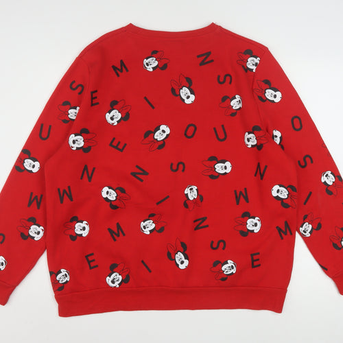 Disney Women Red Minnie Mouse Pullover Sweatshirt XL