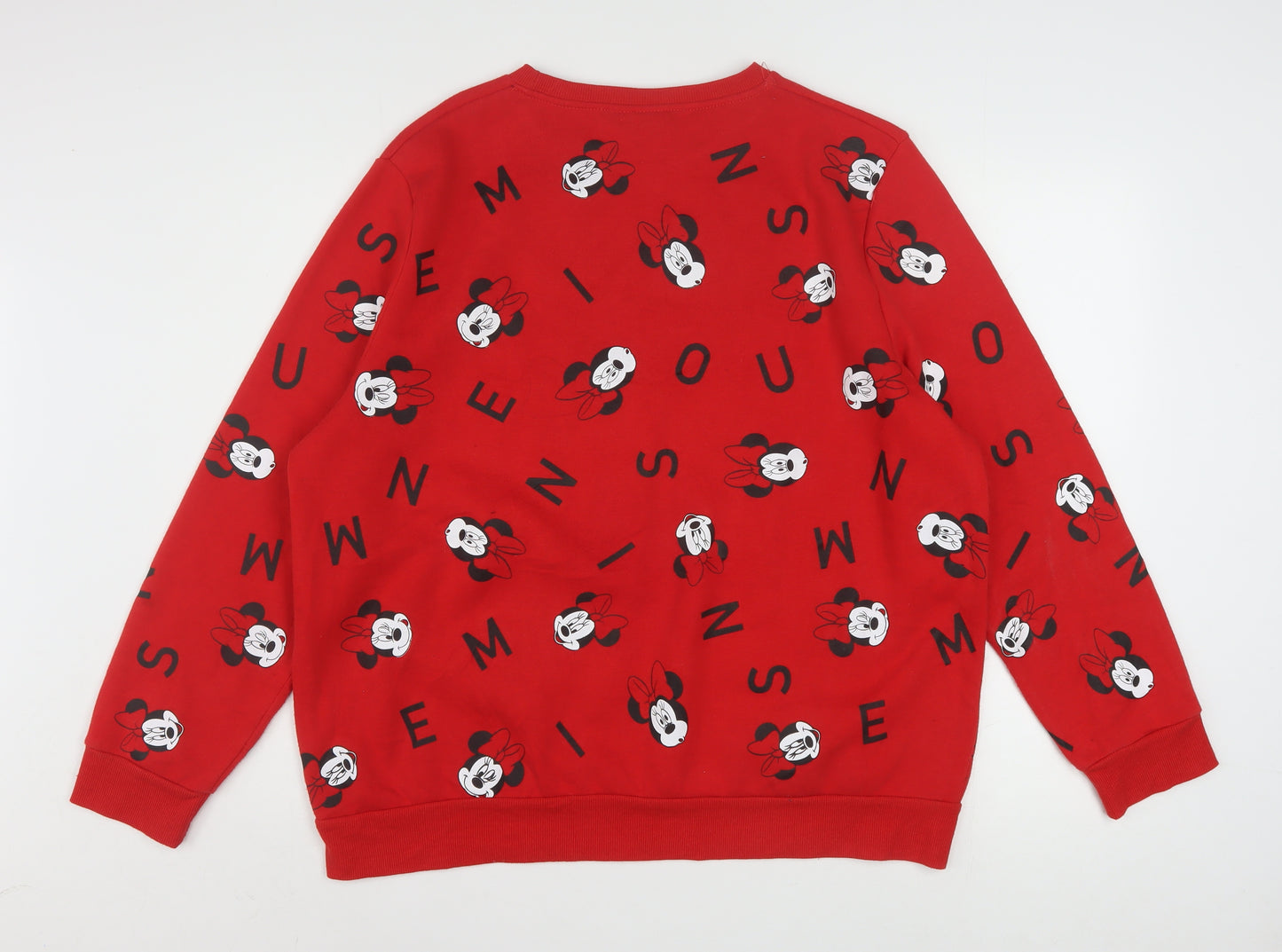 Disney Women Red Minnie Mouse Pullover Sweatshirt XL
