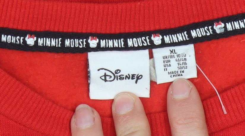 Disney Women Red Minnie Mouse Pullover Sweatshirt XL