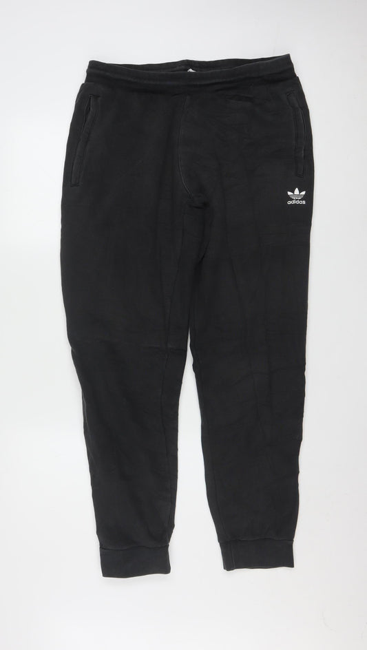 Adidas Mens Black L Jogger Trousers Cotton Blend Activewear