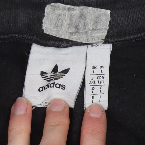 Adidas Mens Black L Jogger Trousers Cotton Blend Activewear