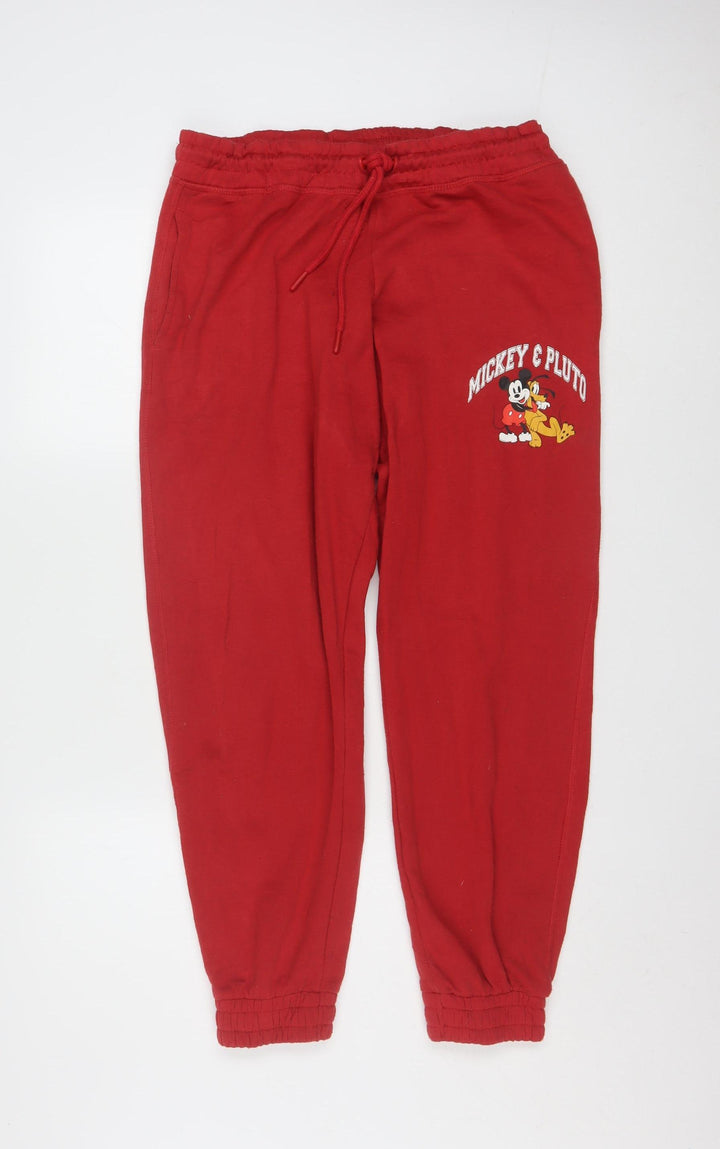 Disney Women Red Jogger Trousers Size 12-14 Mickey & Pluto