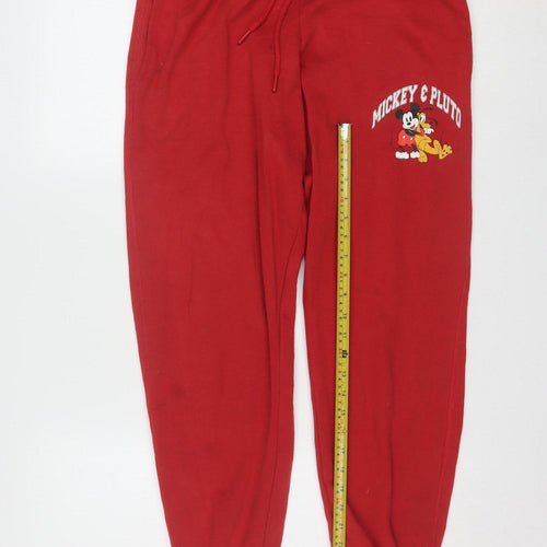 Disney Women Red Jogger Trousers Size 12-14 Mickey & Pluto