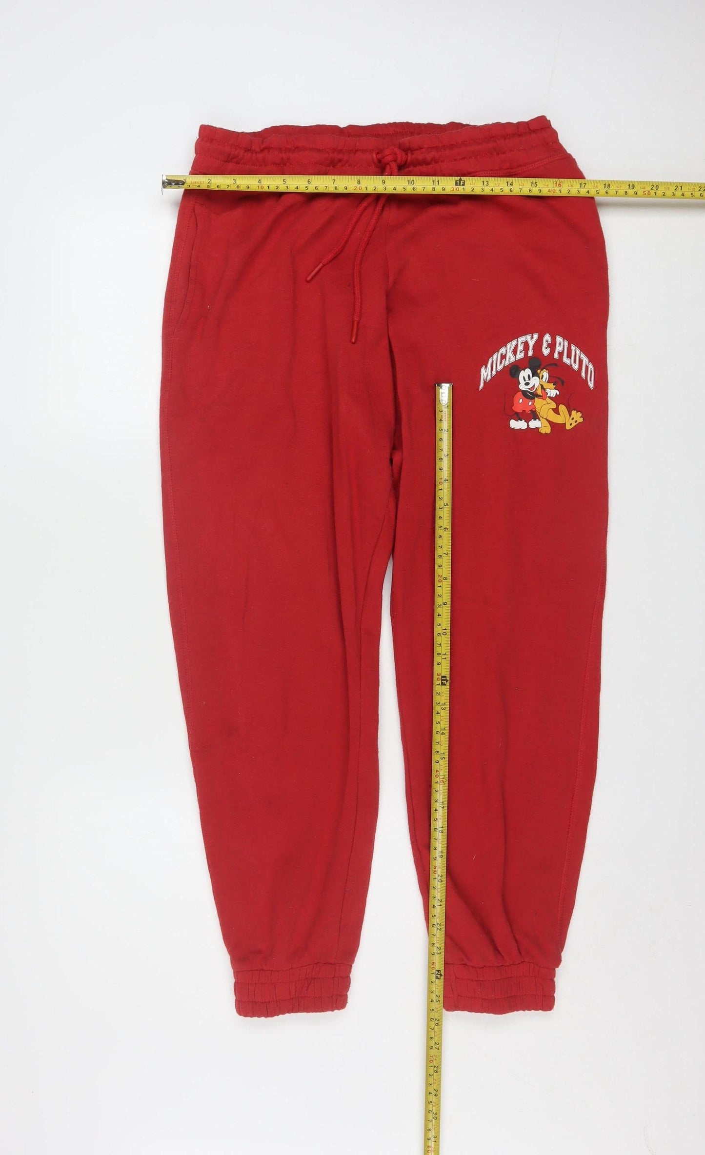 Disney Women Red Jogger Trousers Size 12-14 Mickey & Pluto