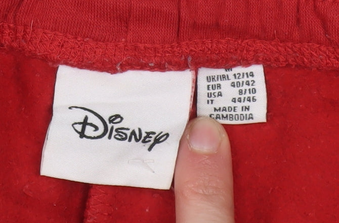 Disney Women Red Jogger Trousers Size 12-14 Mickey & Pluto